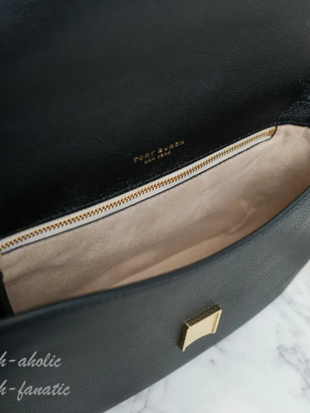 Tory Burch Thea Pebbled Leather Flap Crossbody Shoulder Bag in Black NWT